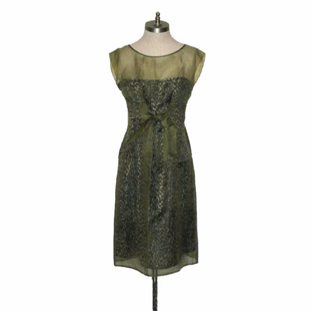 NWOT Mr Abbott Olive Green Silk Organza Dress S